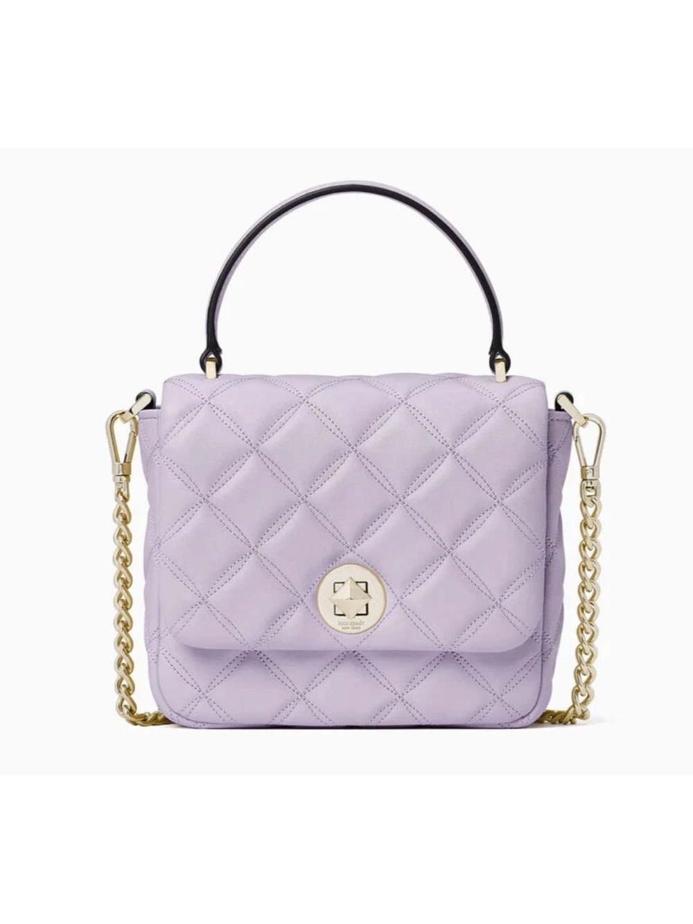 kate spade Natalia Quilted Lilac Frost Crossbody with Gold Chain